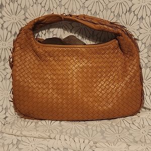 Bottega Veneta intrecciato sm/med lambskin handbag in orange